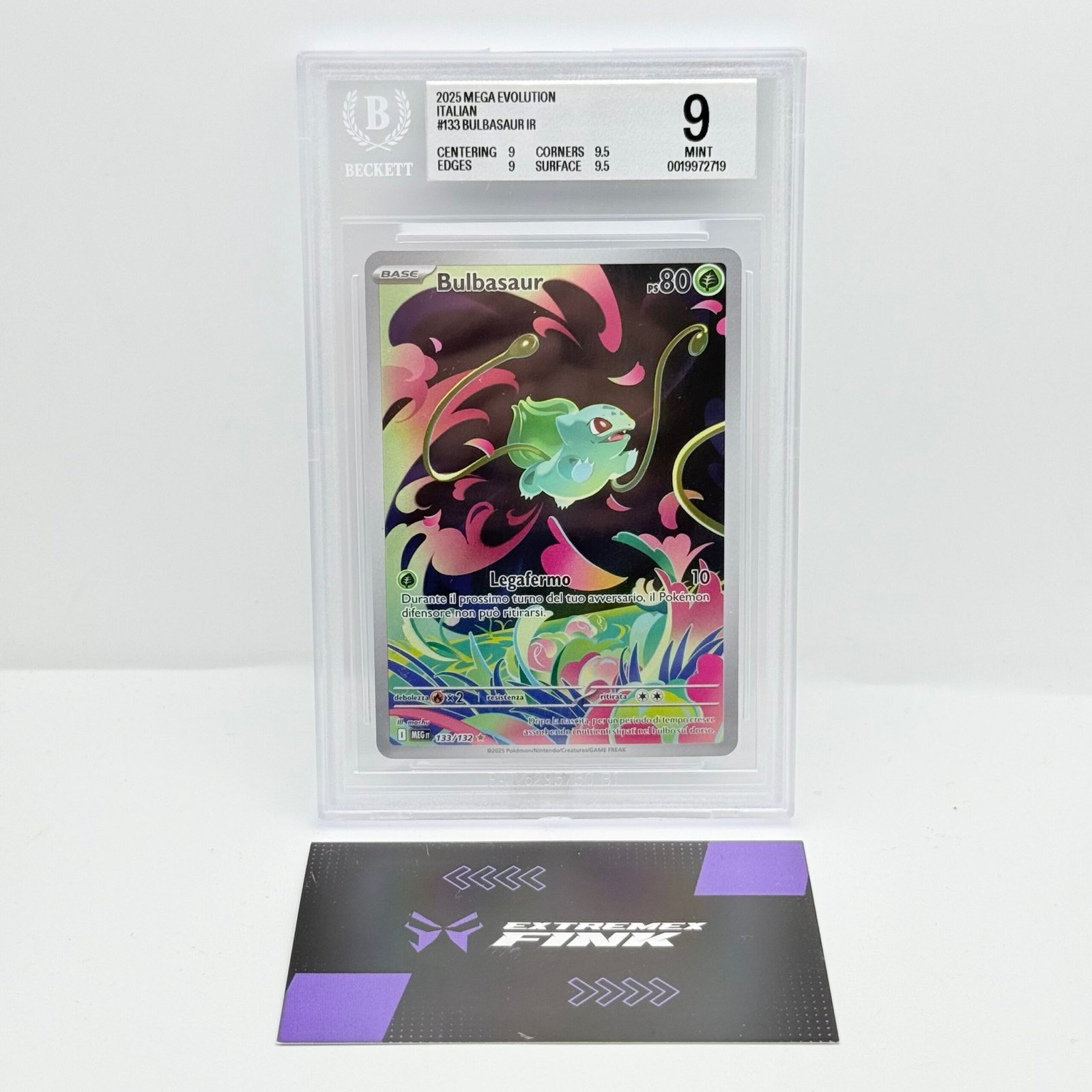 CARTA POKEMON BULBASAUR133/132 - MEGAEVOLUZIONE - ITA - BECKETT / BGS 9