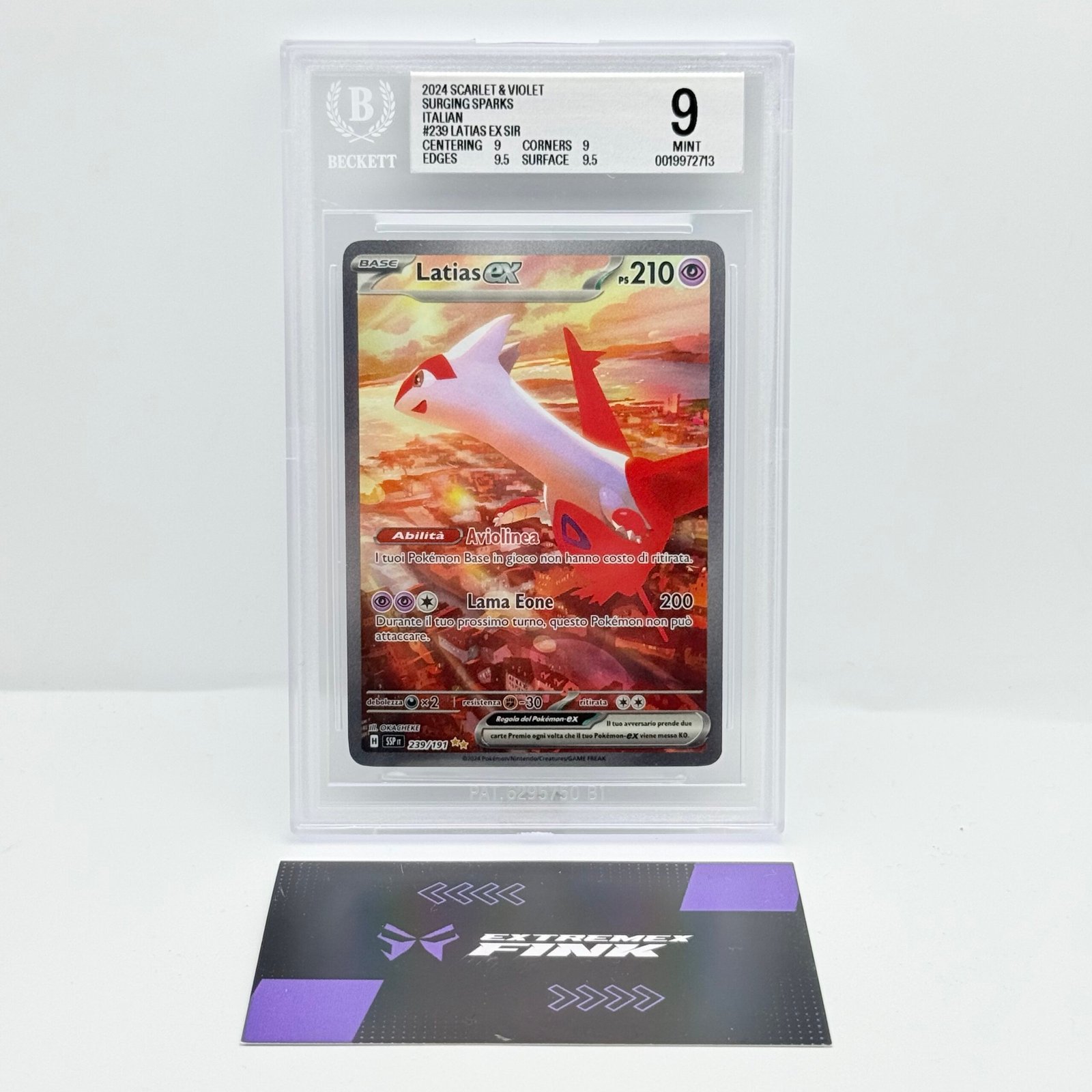 CARTA POKÉMON LATIAS EX 239/191 - ITA - SCINTILLE FOLGORANTI - BECKETT BGS 9