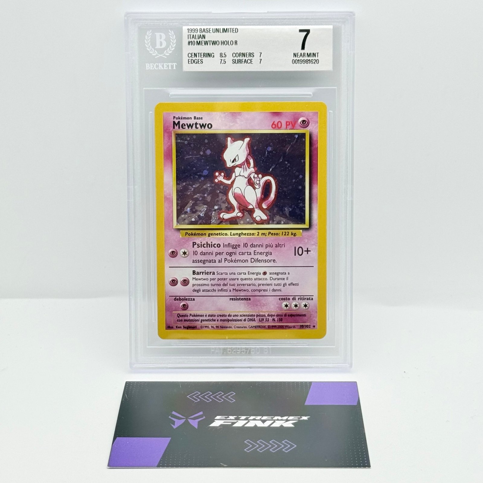 CARTA POKEMON MEWTWO HOLO 10/102 - ITA - SET BASE - BECKETT BGS 7
