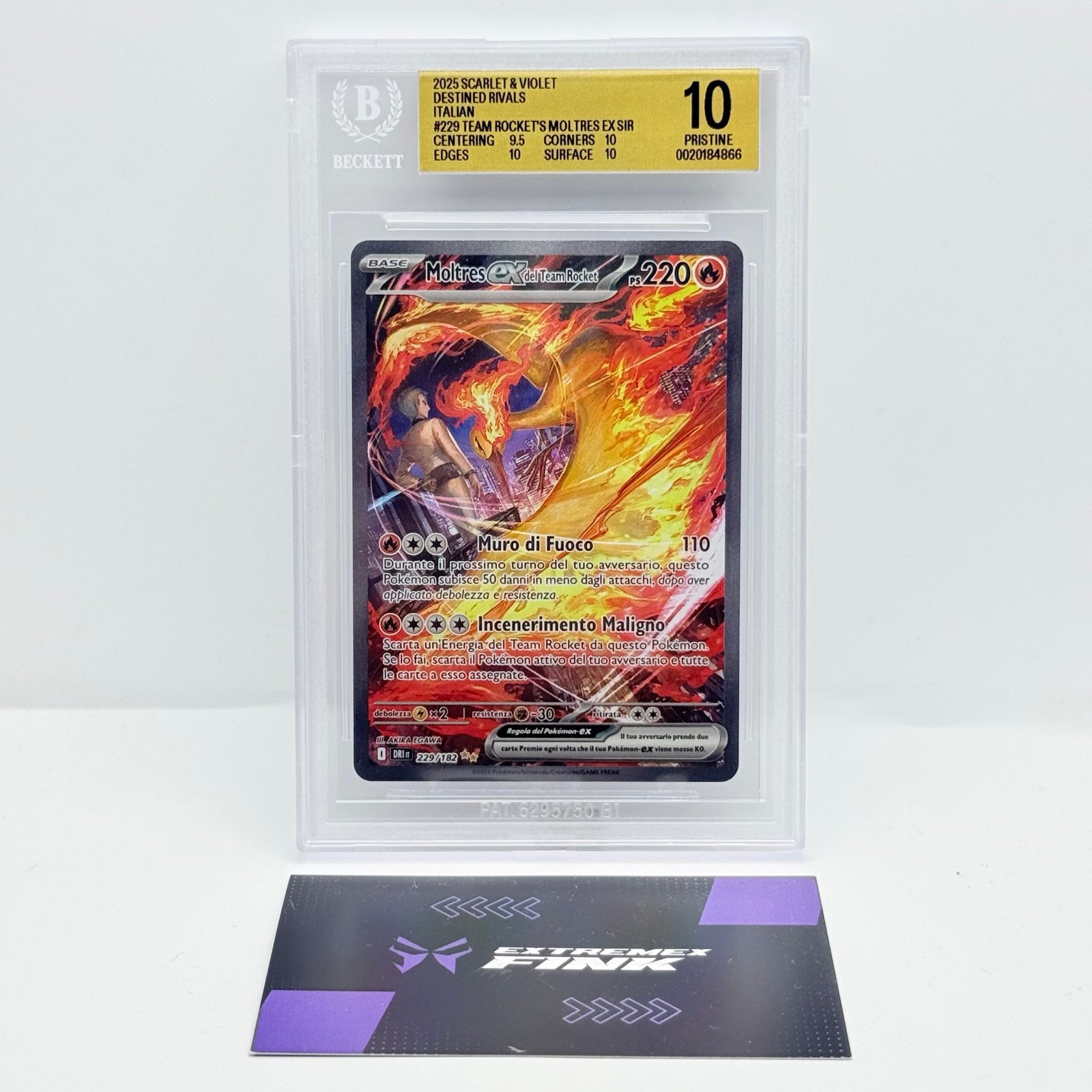 CARTA POKEMON MOLTRES EX DEL TEAM ROCKET 229/182 RIVALI PREDESTINATI ITA BGS 10