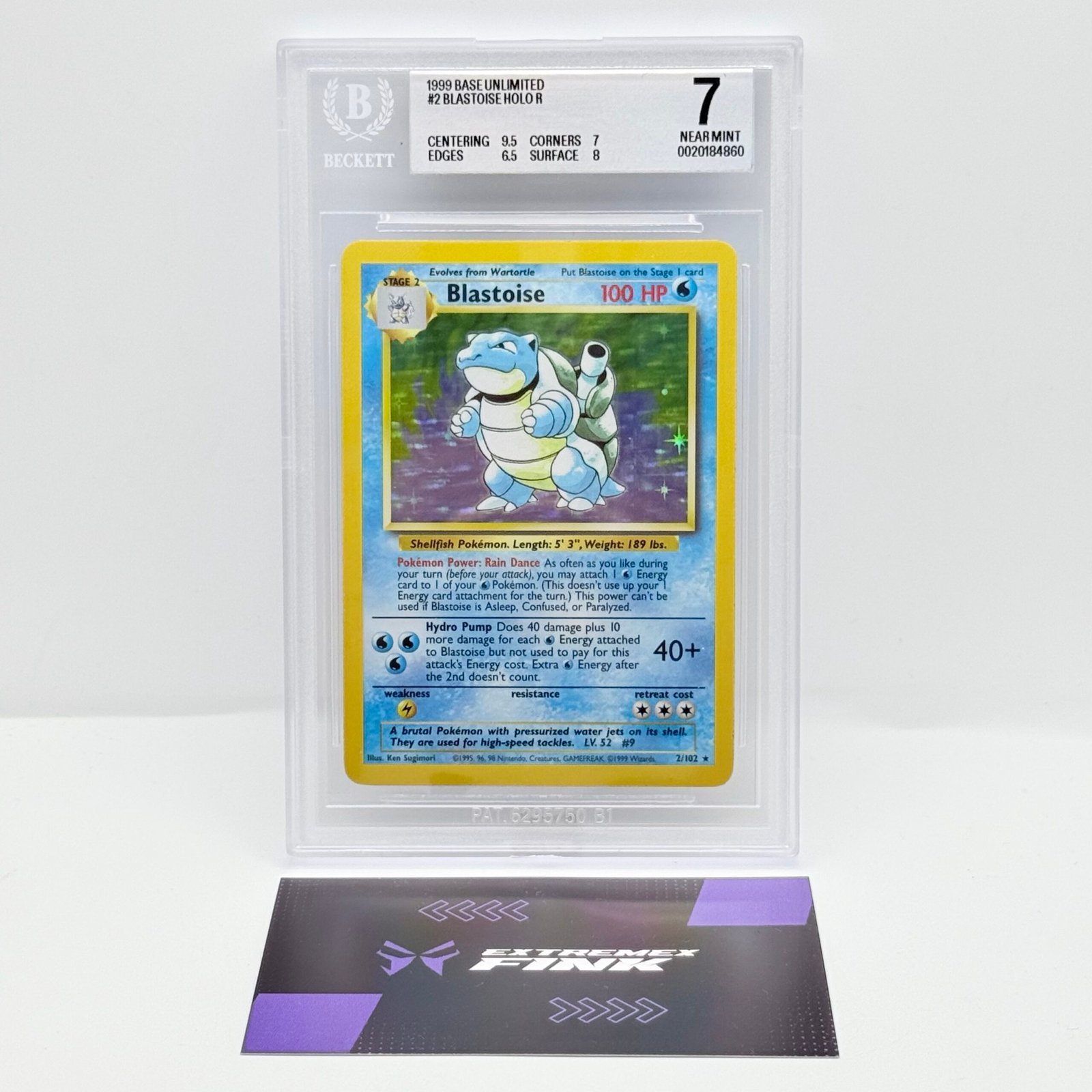 CARTA POKEMON BLASTOISE HOLO 2/102 - ENGLISH - SET BASE - BECKETT BGS 7