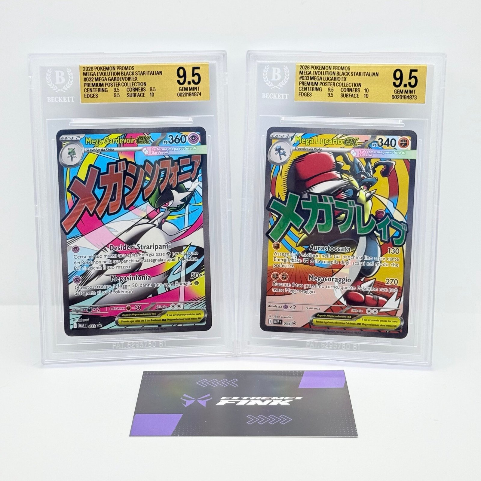 CARTE POKÉMON MEGA LUCARIO + MEGA GARDEVOIR PROMO ITA - ASCESA EROICA - BGS 9,5