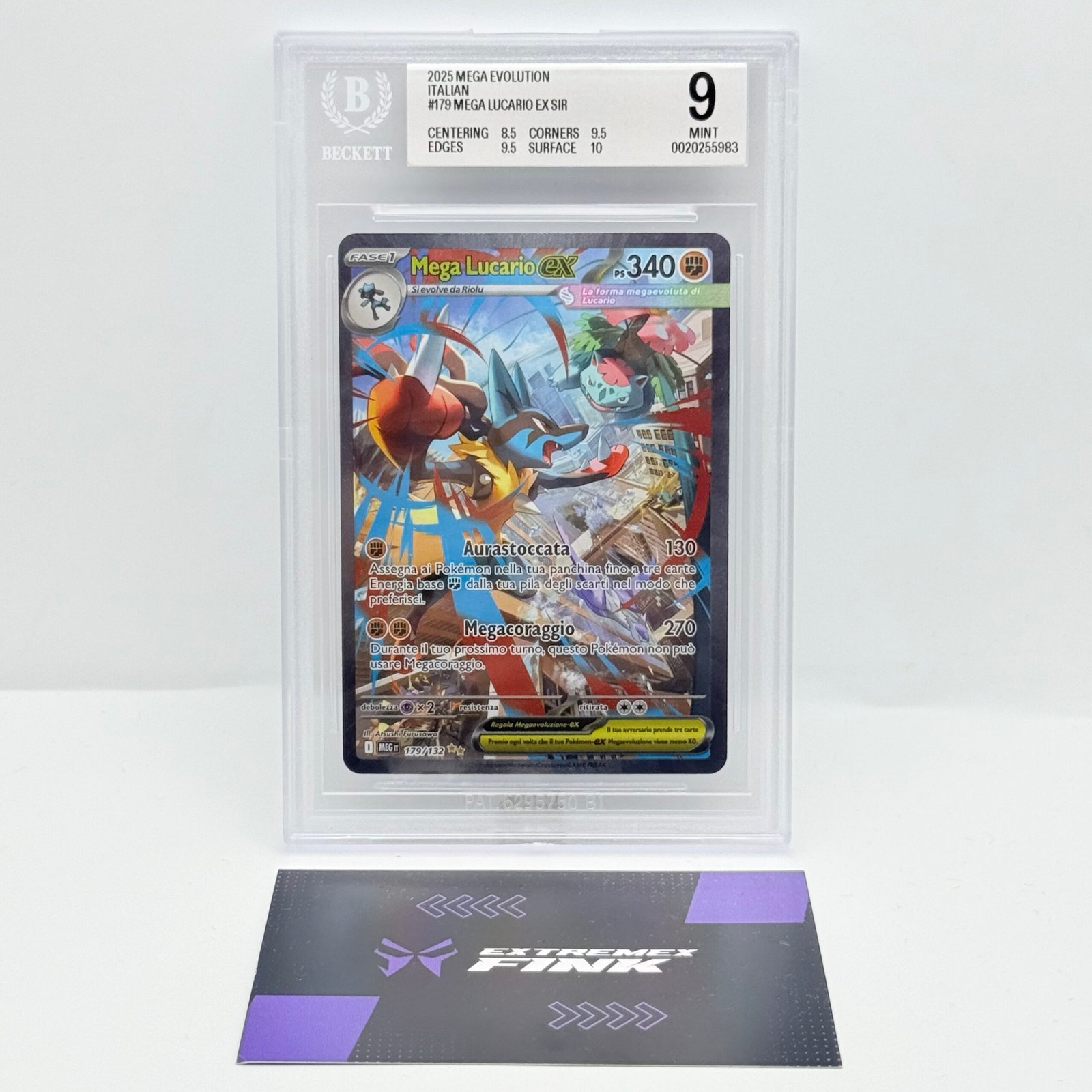 CARTA POKEMON MEGA LUCARIO EX 179/132 - MEGAEVOLUZIONE - ITA - BECKETT / BGS 9