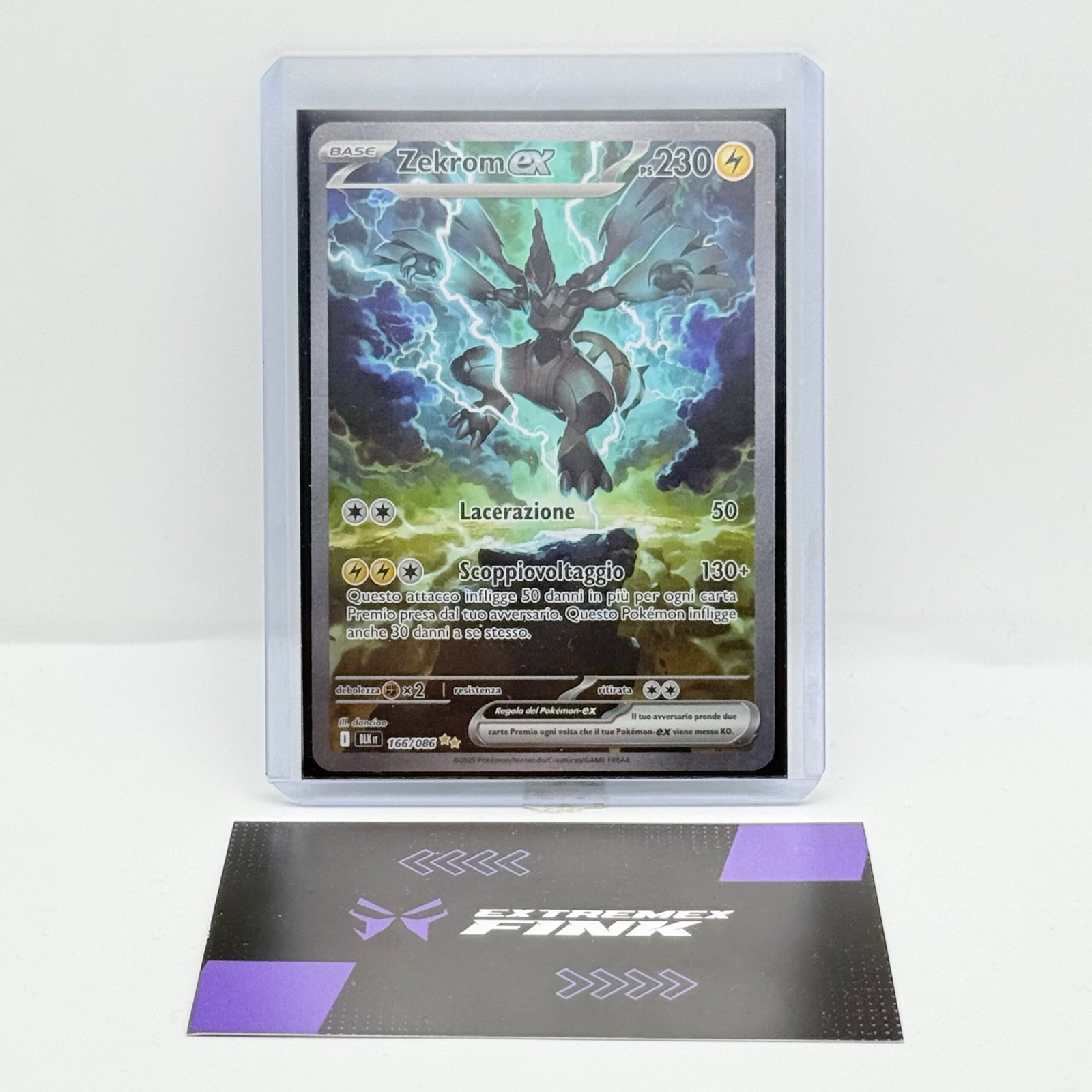 CARTA POKEMON ZEKROM EX 166/086 - ITA - LUCE NERA - NEAR MINT