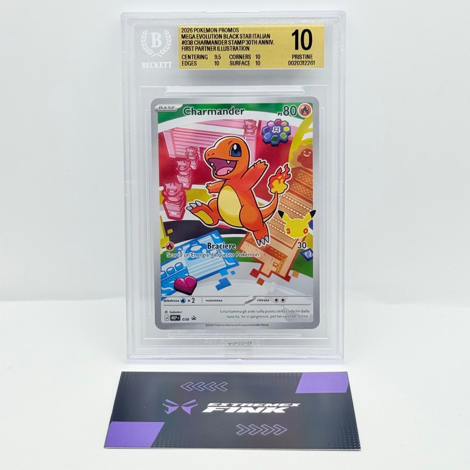 CARTA POKEMON CHARMANDER MEP 038 PRIMI COMPAGNI D‘AVVENTURA SERIE 1 - BGS 10 !!