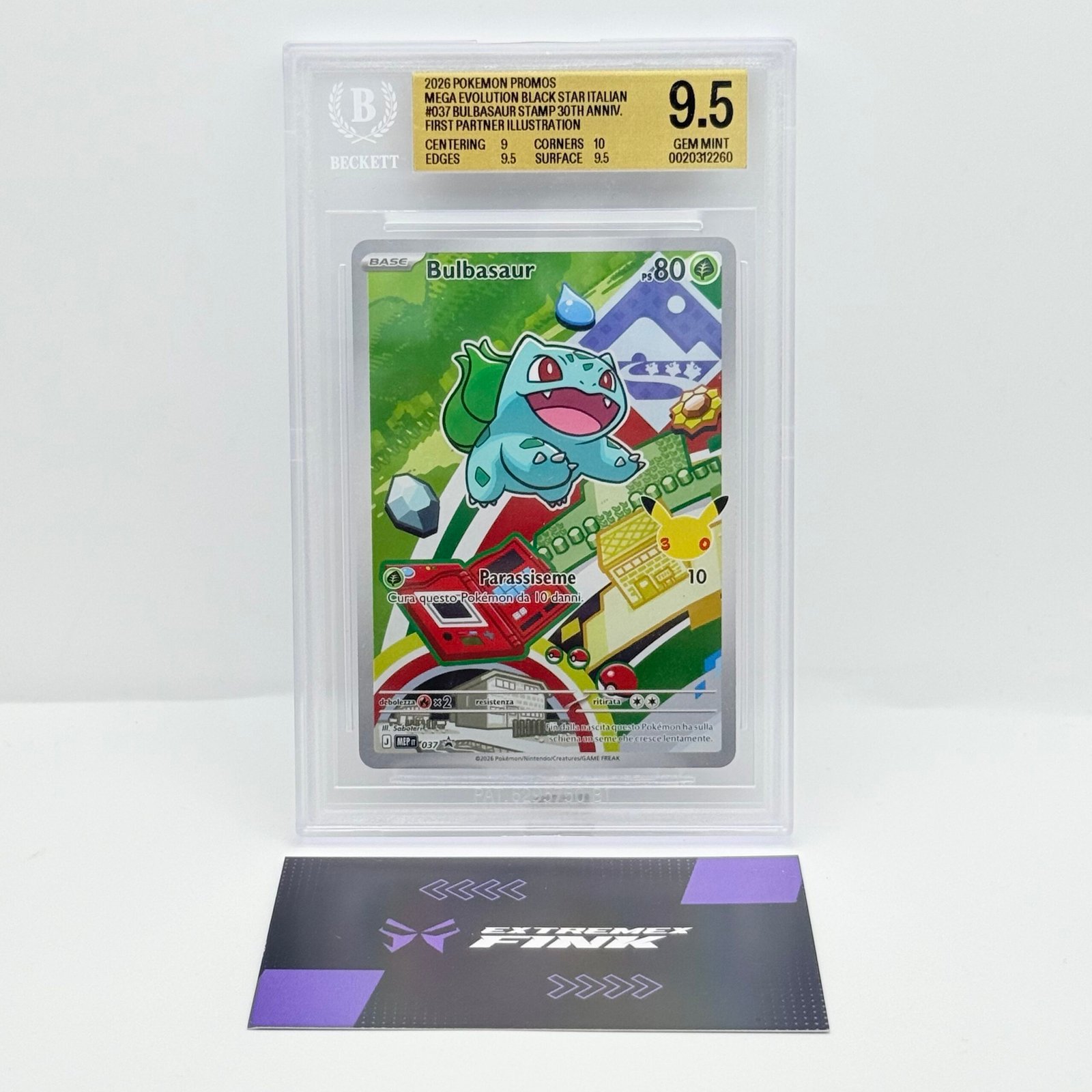 CARTA POKEMON BULBASAUR MEP 037 PRIMI COMPAGNI D‘AVVENTURA SERIE 1 - BGS 9,5