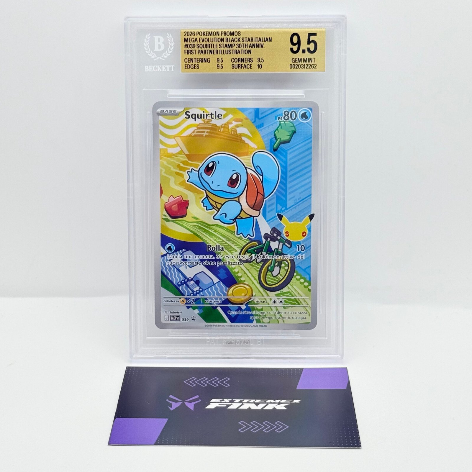 CARTA POKEMON SQUIRTLE MEP 039 PRIMI COMPAGNI D‘AVVENTURA SERIE 1 - BGS 9,5