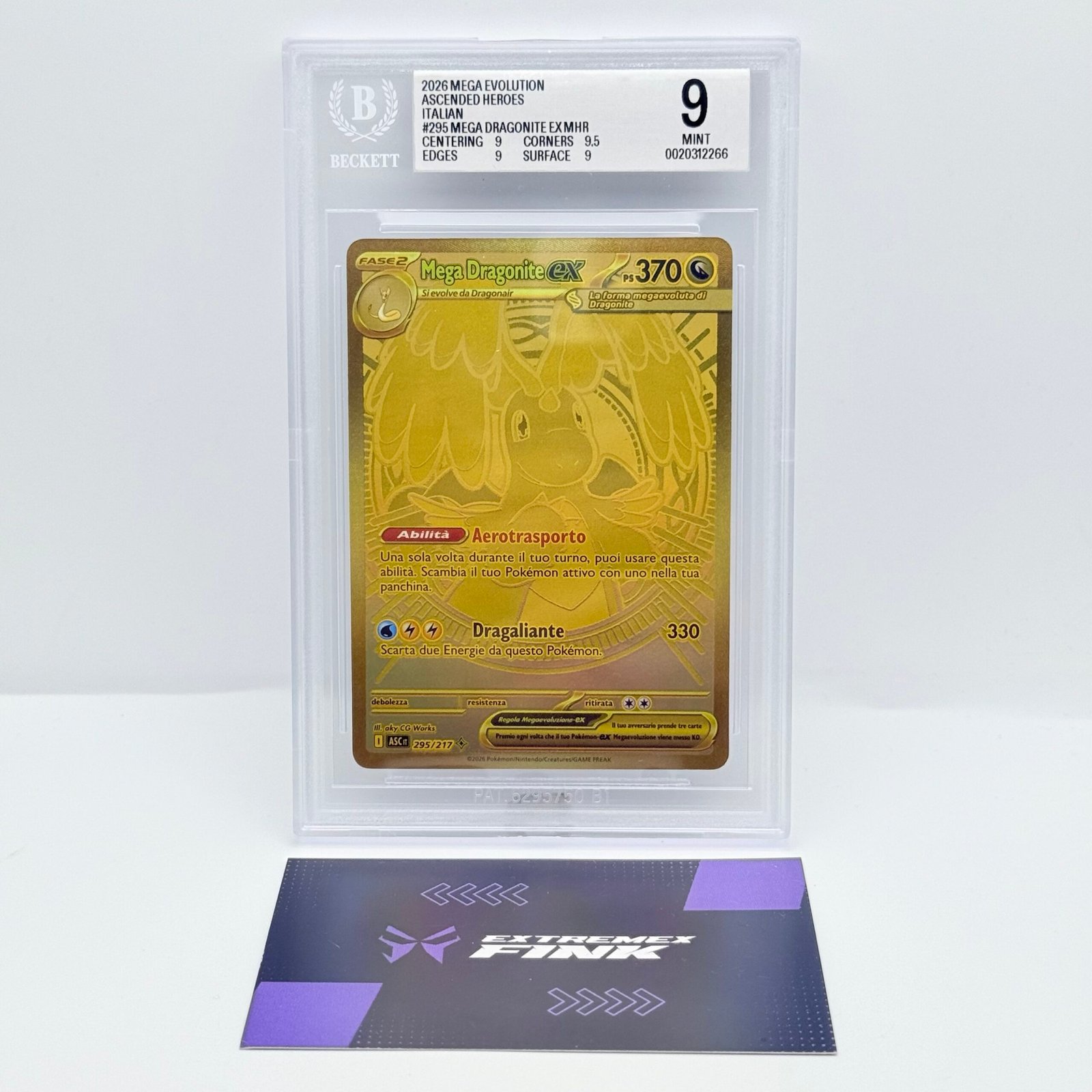CARTA POKÉMON MEGA DRAGONITE EX 295/217 - ITA - ASCESA EROICA - BECKET / BGS 9