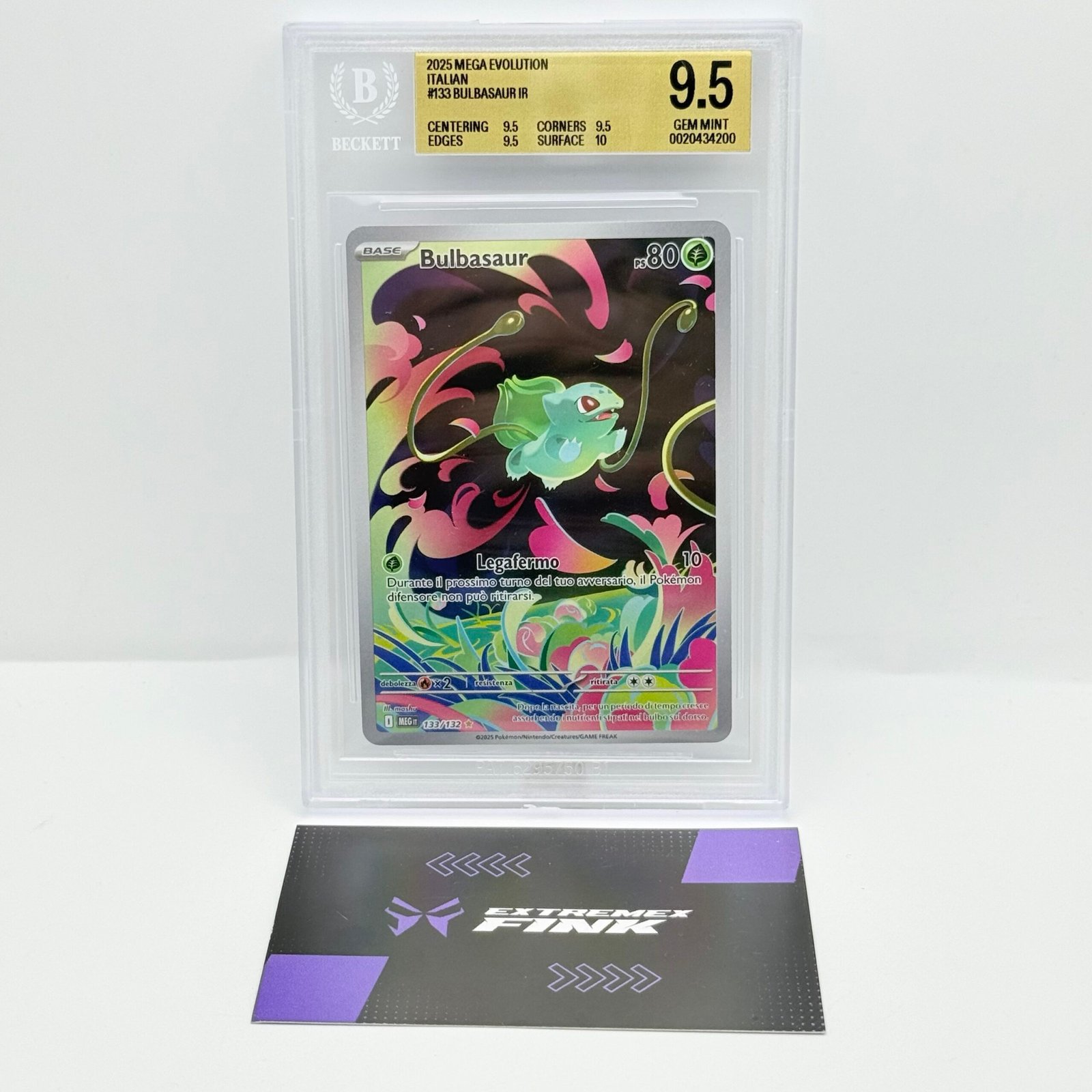 CARTA POKEMON BULBASAUR 133/132 - MEGAEVOLUZIONE - ITA - BGS 9,5