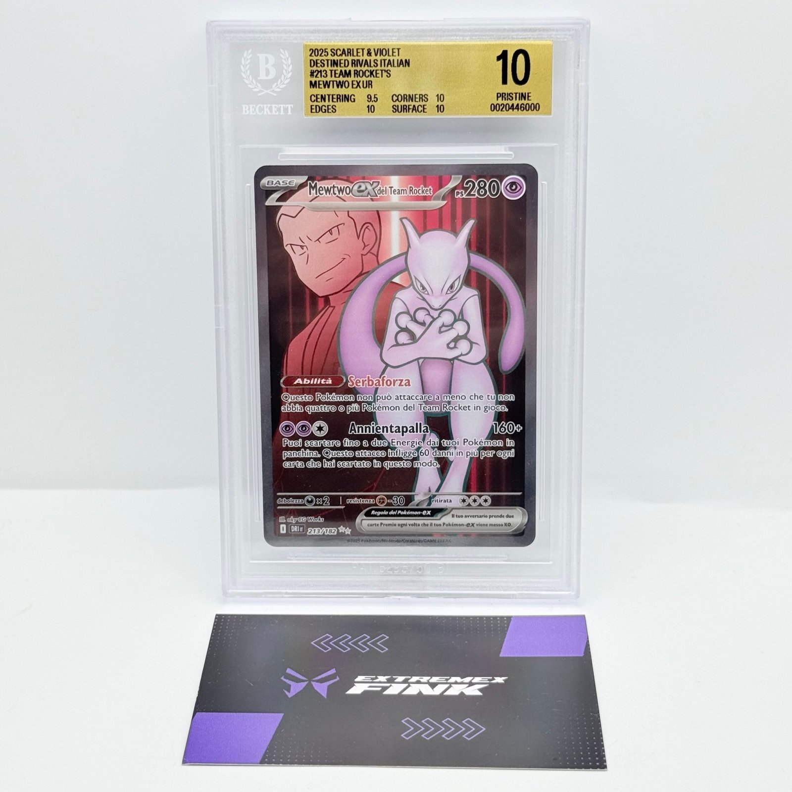 CARTA POKEMON MEWTWO EX DEL TEAM ROCKET 213/182 RIVALI PREDESTINATI ITA - BGS 10