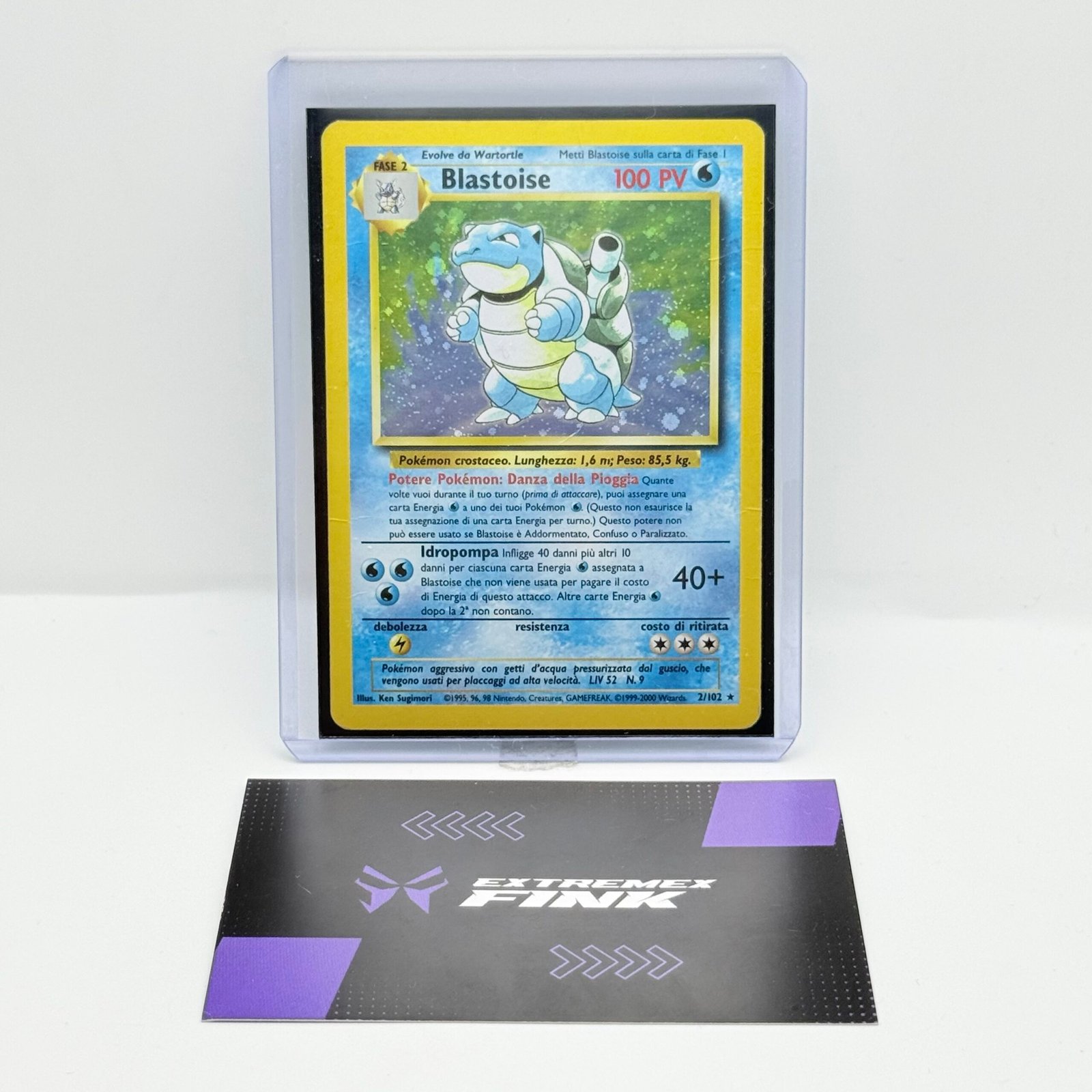 CARTA POKEMON BLASTOISE HOLO 2/102 - ITA - BASE SET - PLAYED - CON GRINZE