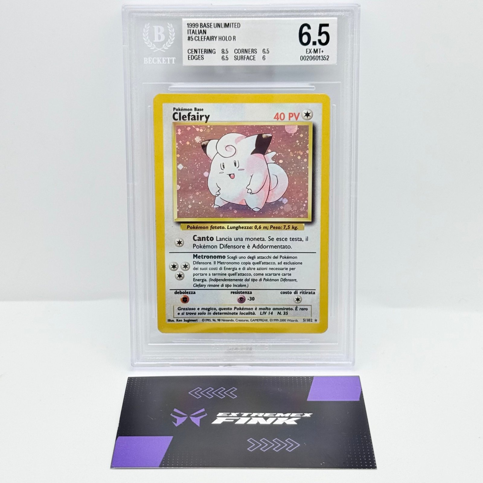 CARTA POKEMON CLEFAIRY HOLO 5/102 - ITA - SET BASE - BECKETT BGS 6,5