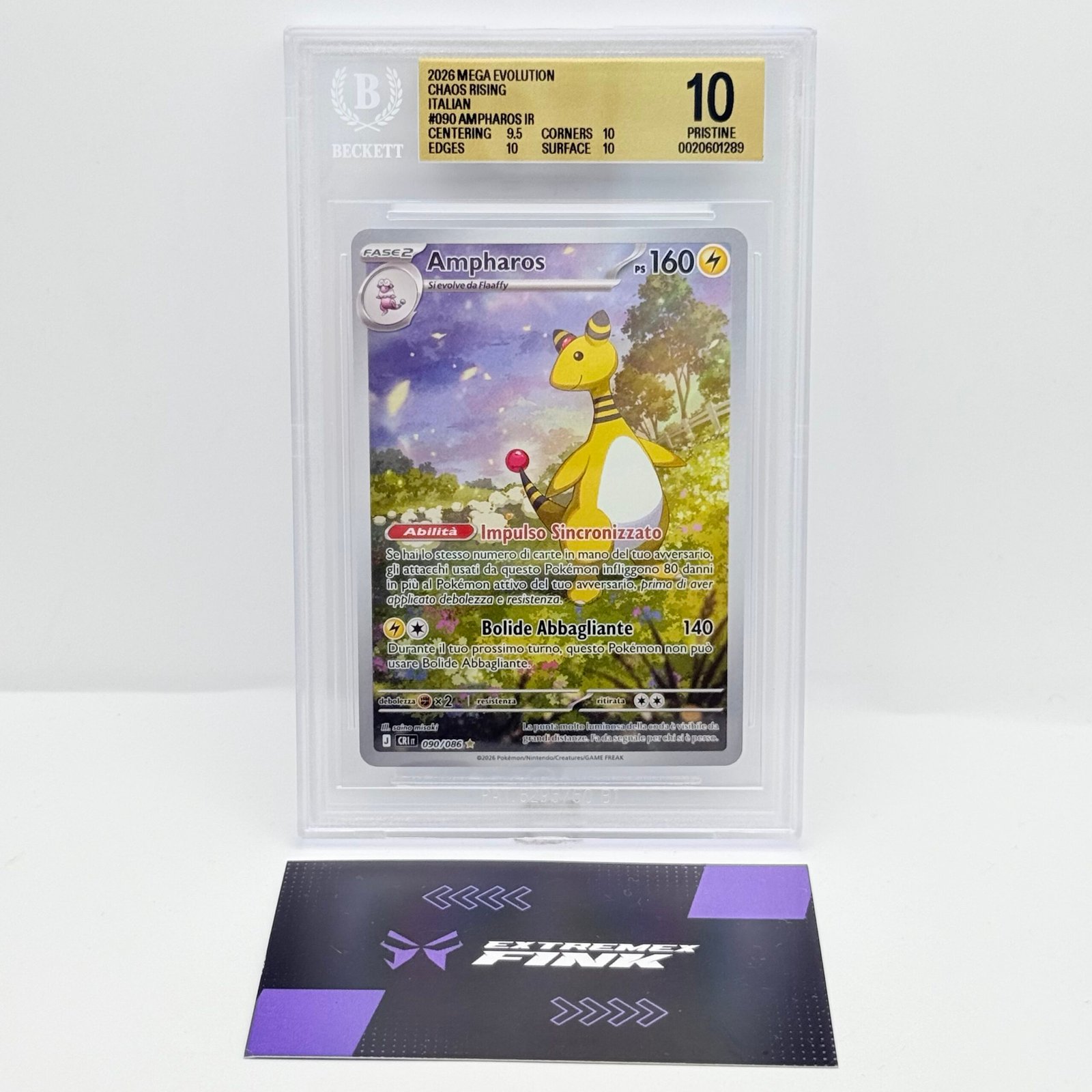 CARTA POKEMON AMPHAROS 090/086 - CHAOS NASCENTE - ITA - BECKETT / BGS 10 !