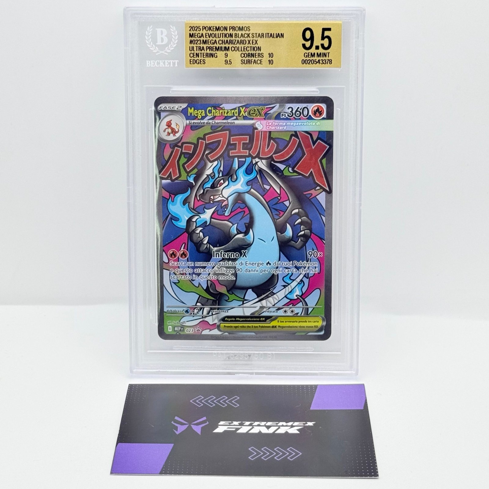 CARTE POKÉMON MEGA CHARIZARD X EX - MEP 023 ITA PROMO UPC MEGA CHARIZARD - BGS 9,5