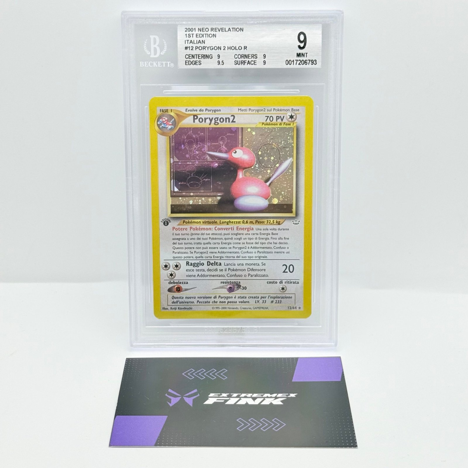 CARTA POKEMON PORYGON2 HOLO 12/64 - ITA - 1 EDIZIONE - NEO REVELATION - BGS 9