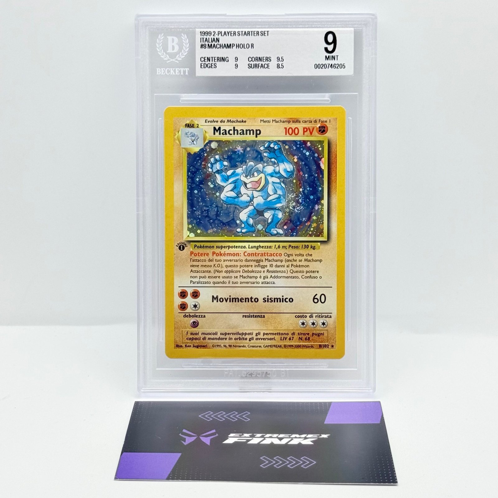 CARTA POKEMON MACHAMP HOLO 8/102 - ITA - 1 EDITION - BECKETT BGS 9 !!