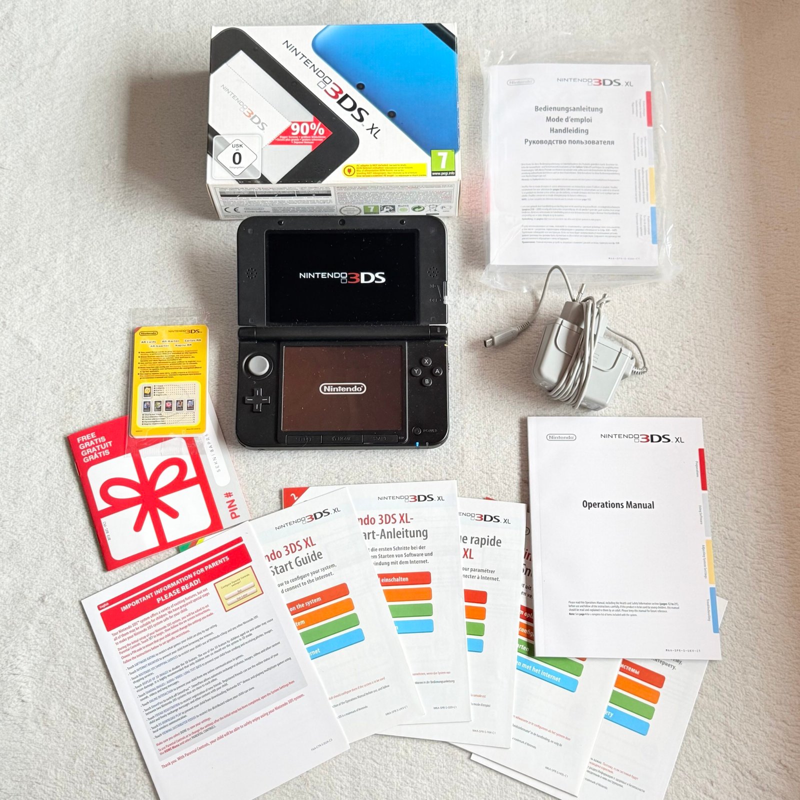 NINTENDO 3DS XL BLU - NERO - ORIGINALE TESTATO E FUNZIONANTE CON BOX - OTTIMO