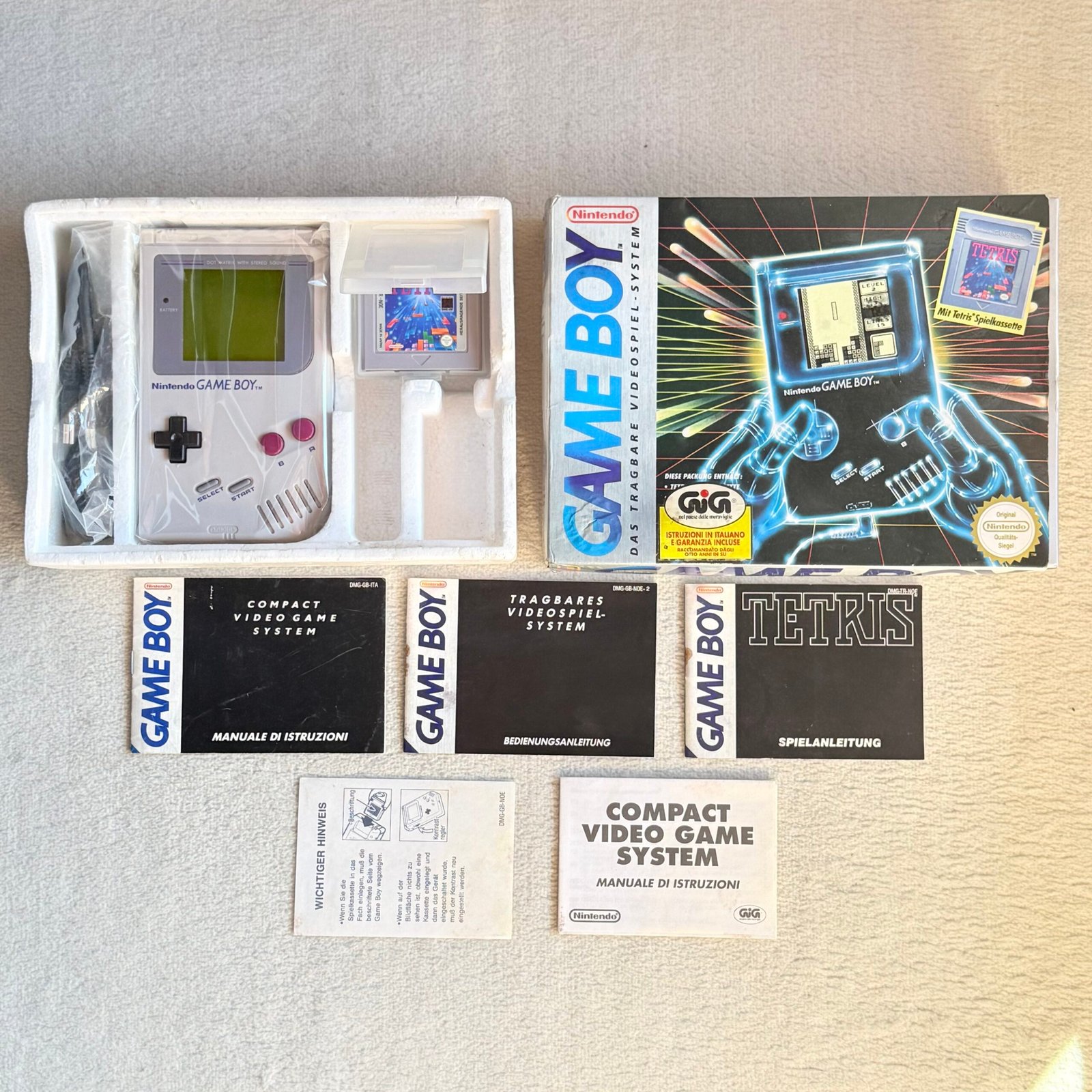 NINTENDO GAME BOY CLASSIC 1989 - 100% ORIGINALE - GIG ITALIA IMPORT GER - BOXATO