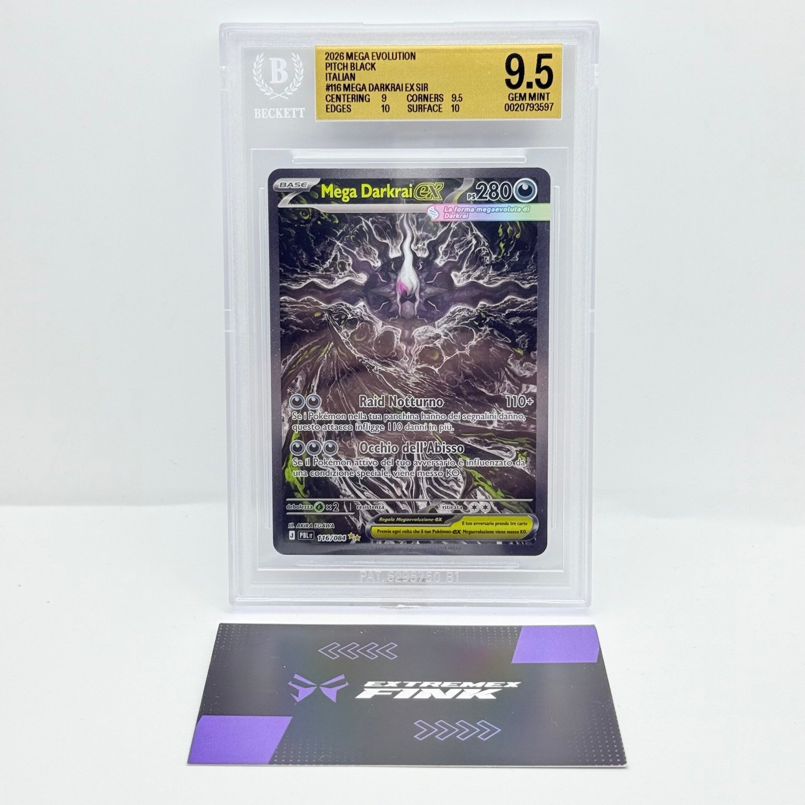 CARTA POKEMON MEGA DARKRAI EX 116/084 SIR BUIO PESTO ITA - BGS 9,5 !