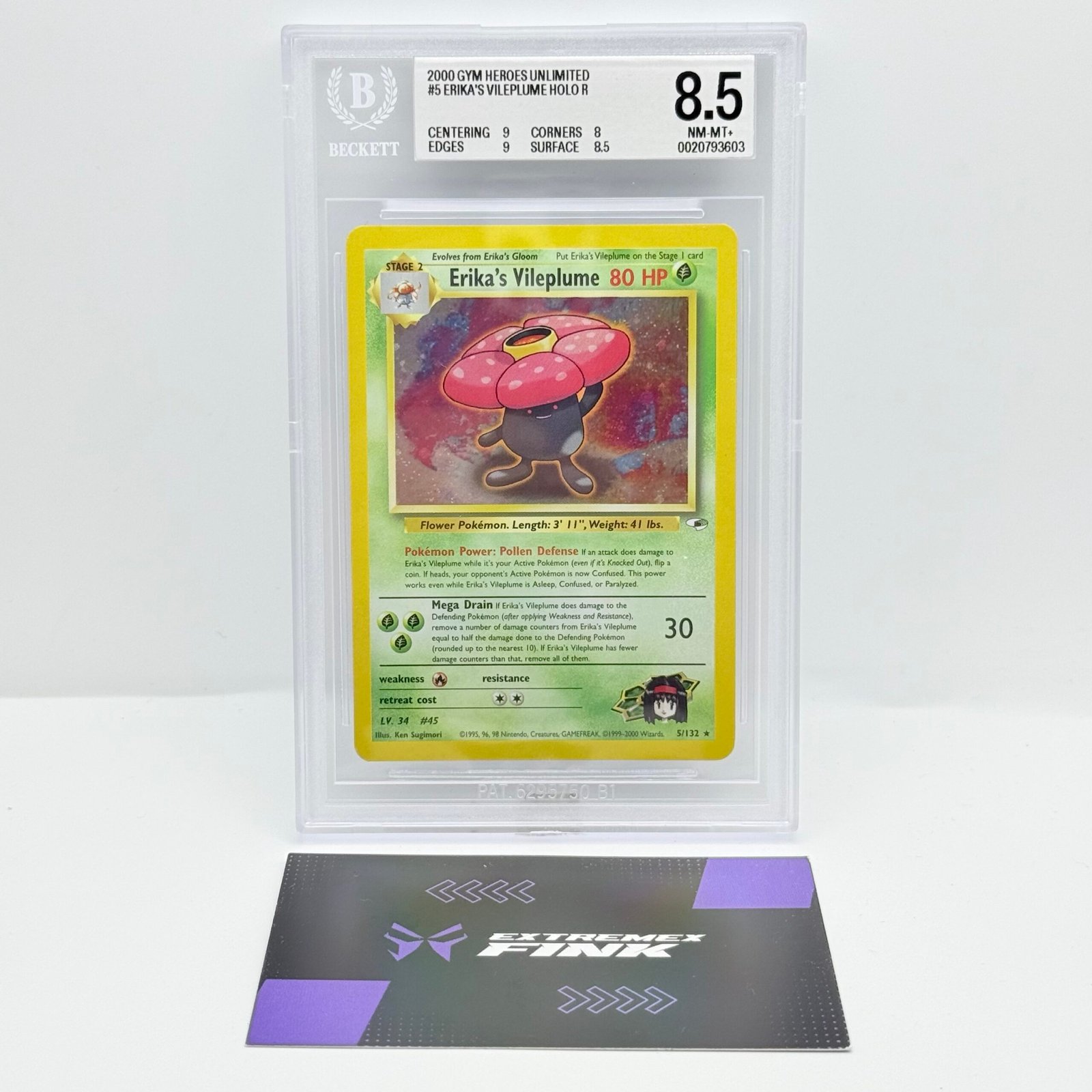 CARTA POKEMON ERIKAS VILEPLUME HOLO 5/132 - ENGLISH - GYM HEROES - BGS 8,5