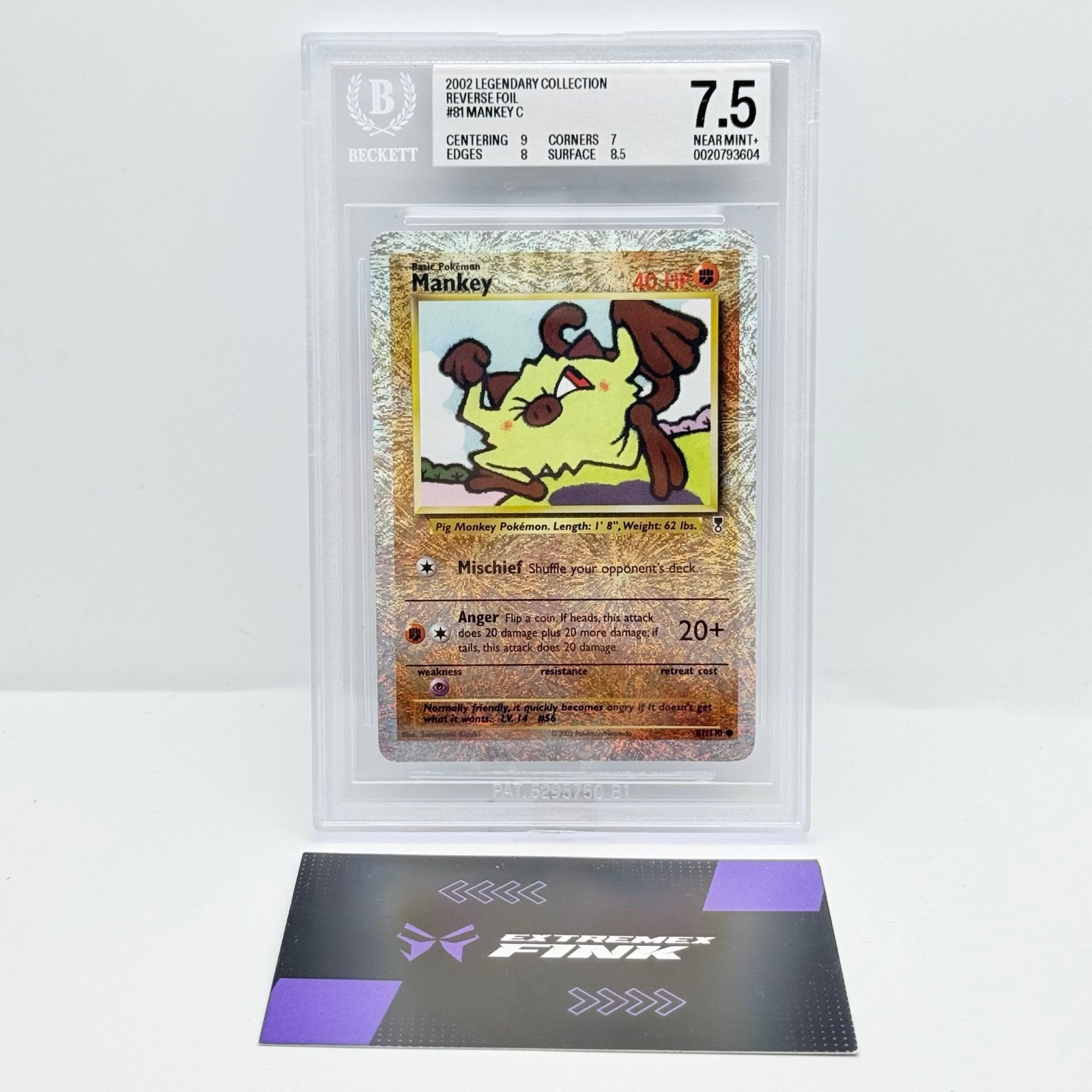 CARTA POKÉMON MANKEY 81/110 LEGENDARY COLLECTION REVERSE FOIL - 2002 - BGS 7,5