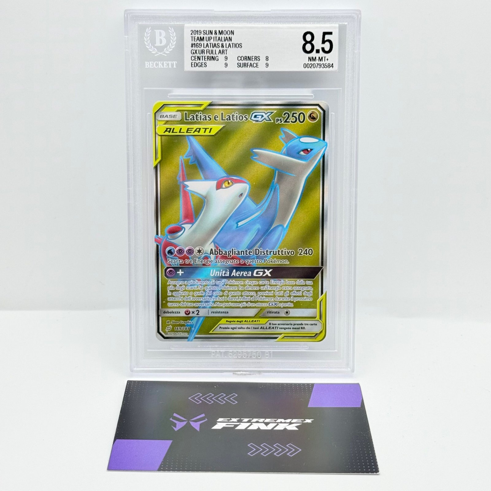 CARTA POKEMON LATIAS E LATIOS GX 169/181 - ITA - TEAM UP ITA - BECKETT BGS 8,5