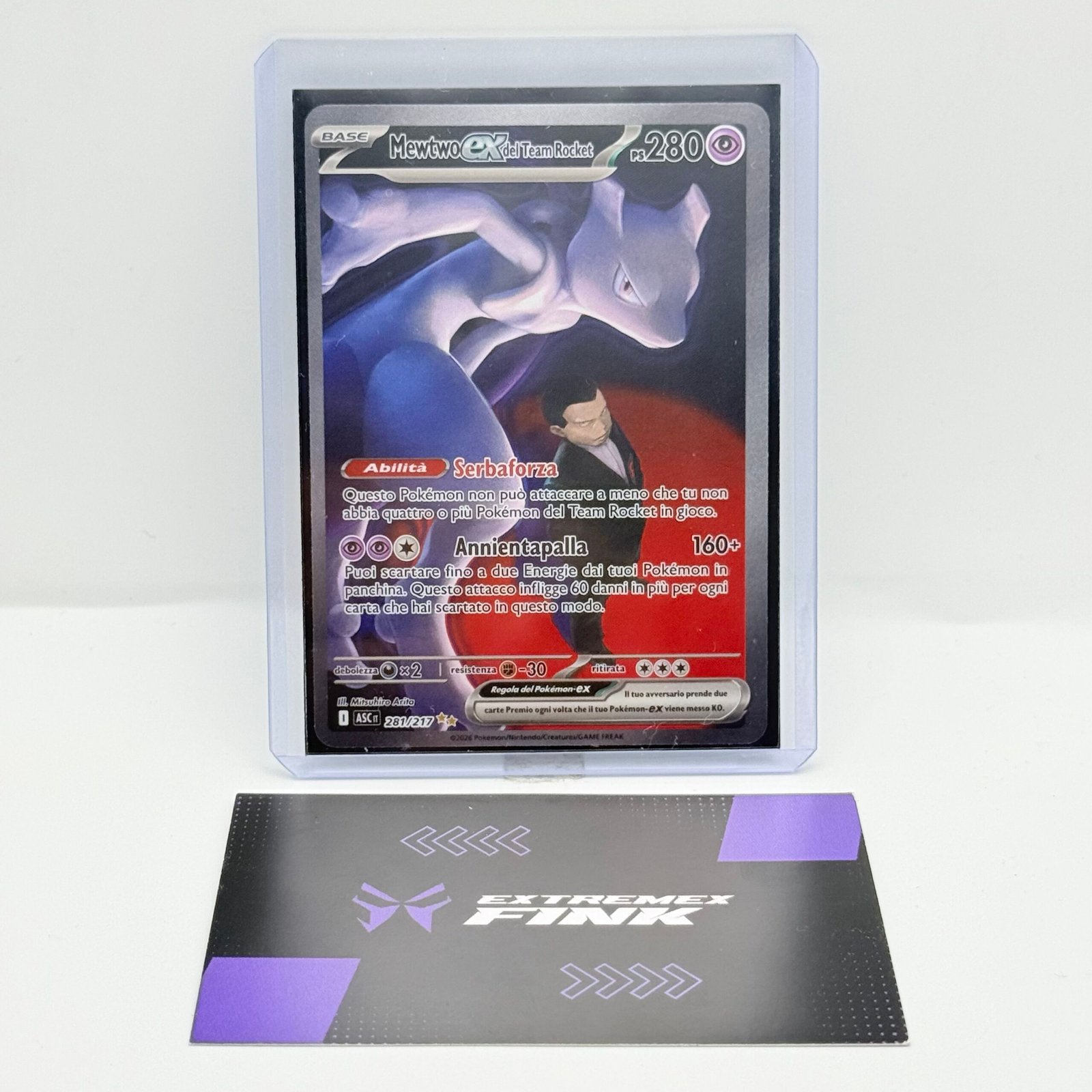 CARTA POKEMON MEWTWO EX DEL TEAM ROCKET 281/217 - ITA - ASCESA EROICA -NEAR MINT