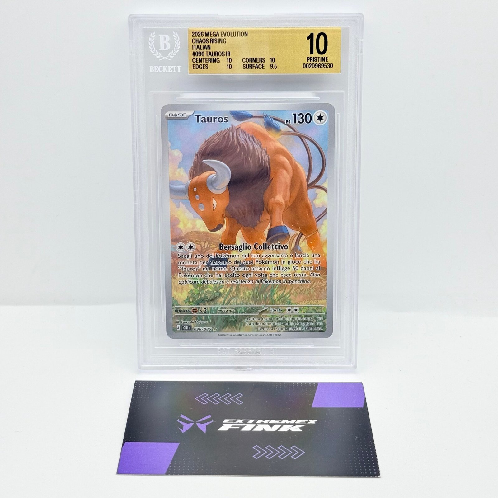 CARTA POKEMON TAUROS 096/086 CAOS NASCENTE ITA - BGS / BECKETT 10 PRESTINE