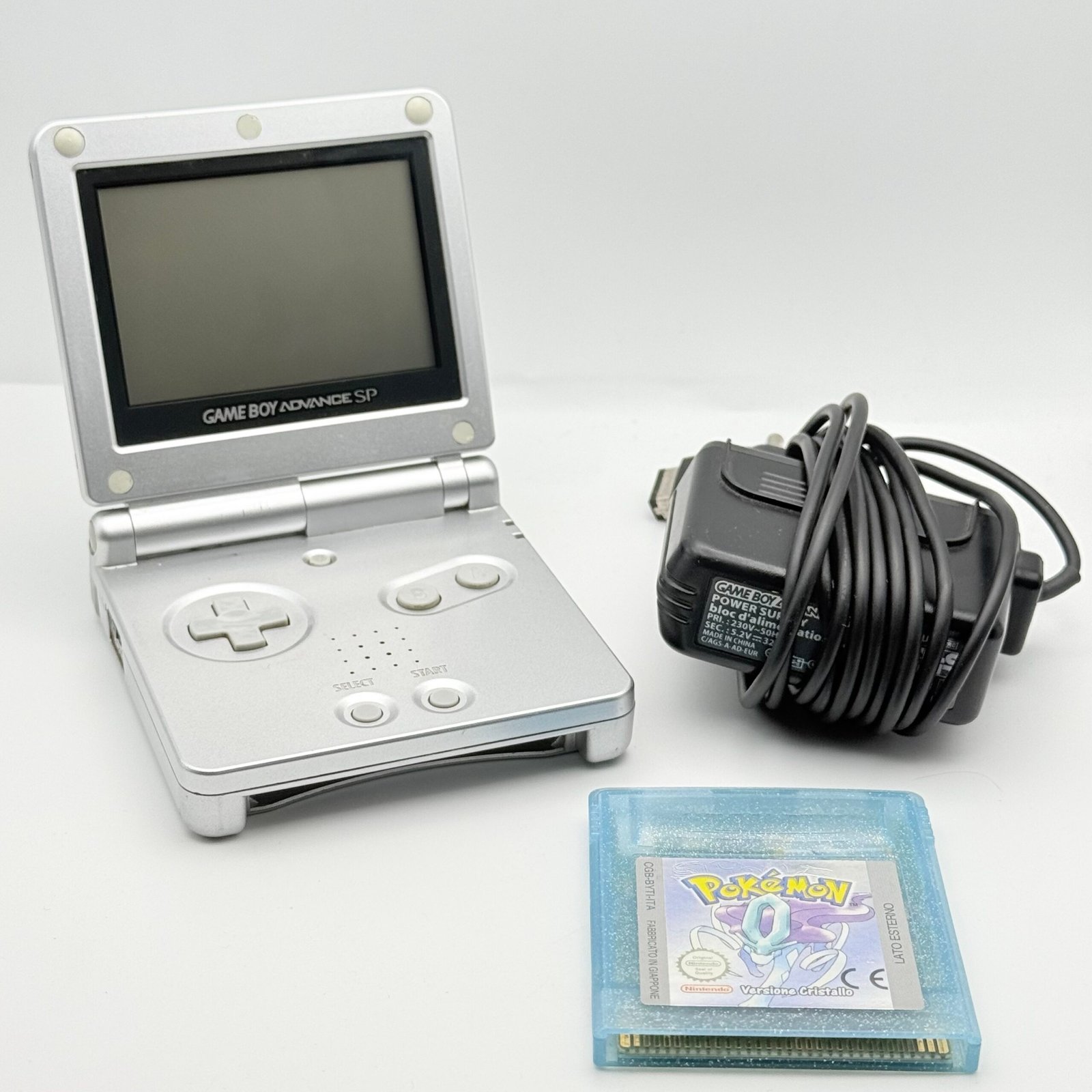 NINTENDO GAME BOY ADVANCE SP + POKÉMON CRISTALLO ORIGINALE ITA - OTTIMO STATO