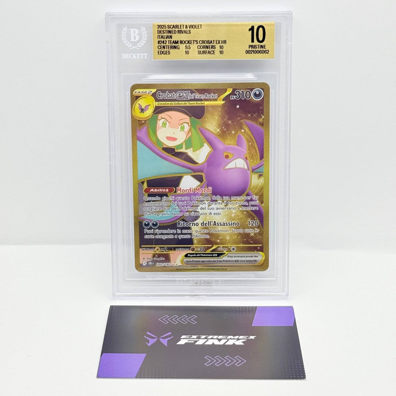 CARTA POKEMON CROBAT EX GOLD 242/182 RIVALI PREDESTINATI ITA - BGS 10 !!