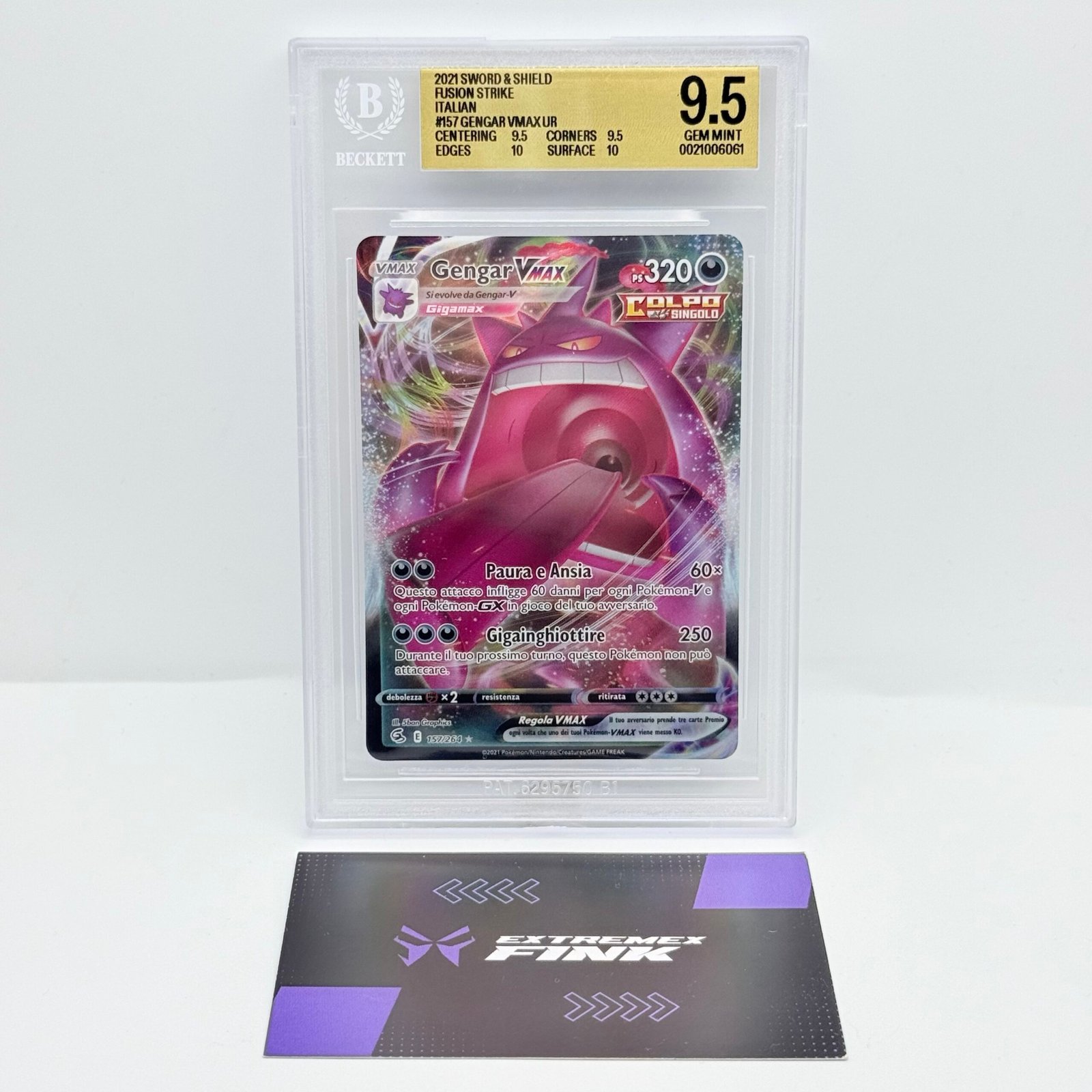 CARTA POKEMON GENGAR VAMX 157/264 - COLPO FUSIONE ITA - 2021 - BGS BECKETT 9,5