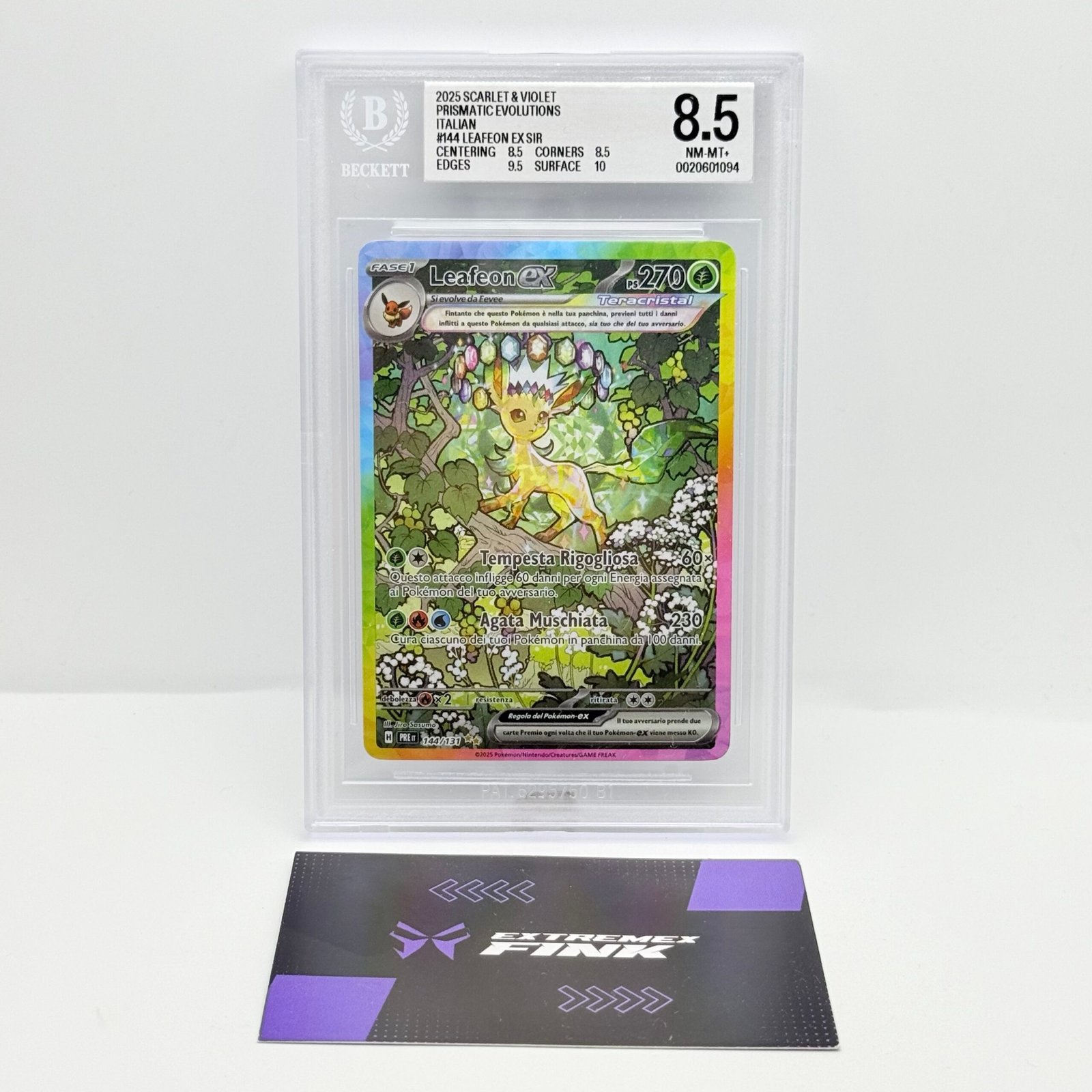 CARTA POKEMON LEAFEON EX 144/131 EVOLUZIONI PRISMATICHE ITA - BGS 8,5