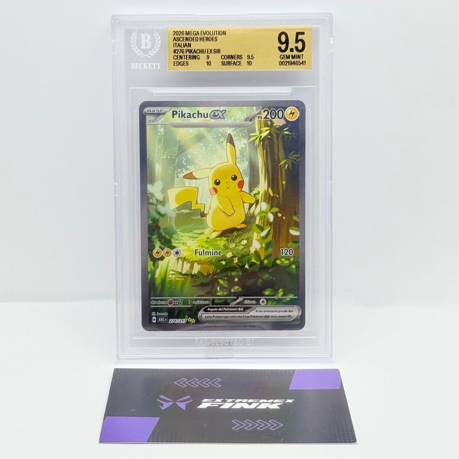 CARTA POKÉMON PIKACHU EX 276/217 „THREEKACHU“ - ITA - ASCESA EROICA - BGS 9,5 !!