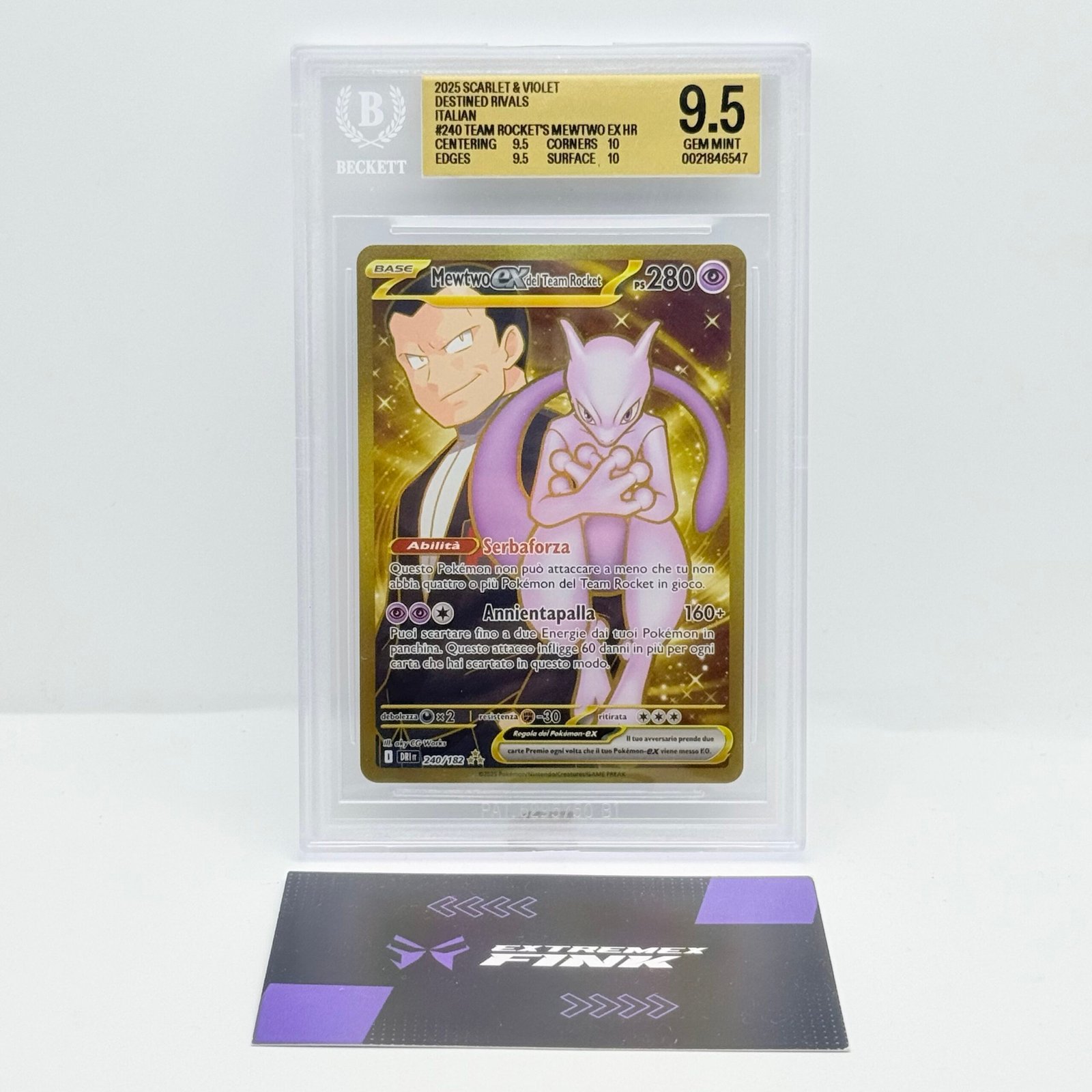 CARTA POKEMON MEWTWO EX GOLD 240/182 RIVALI PREDESTINATI ITA - BGS 9,5
