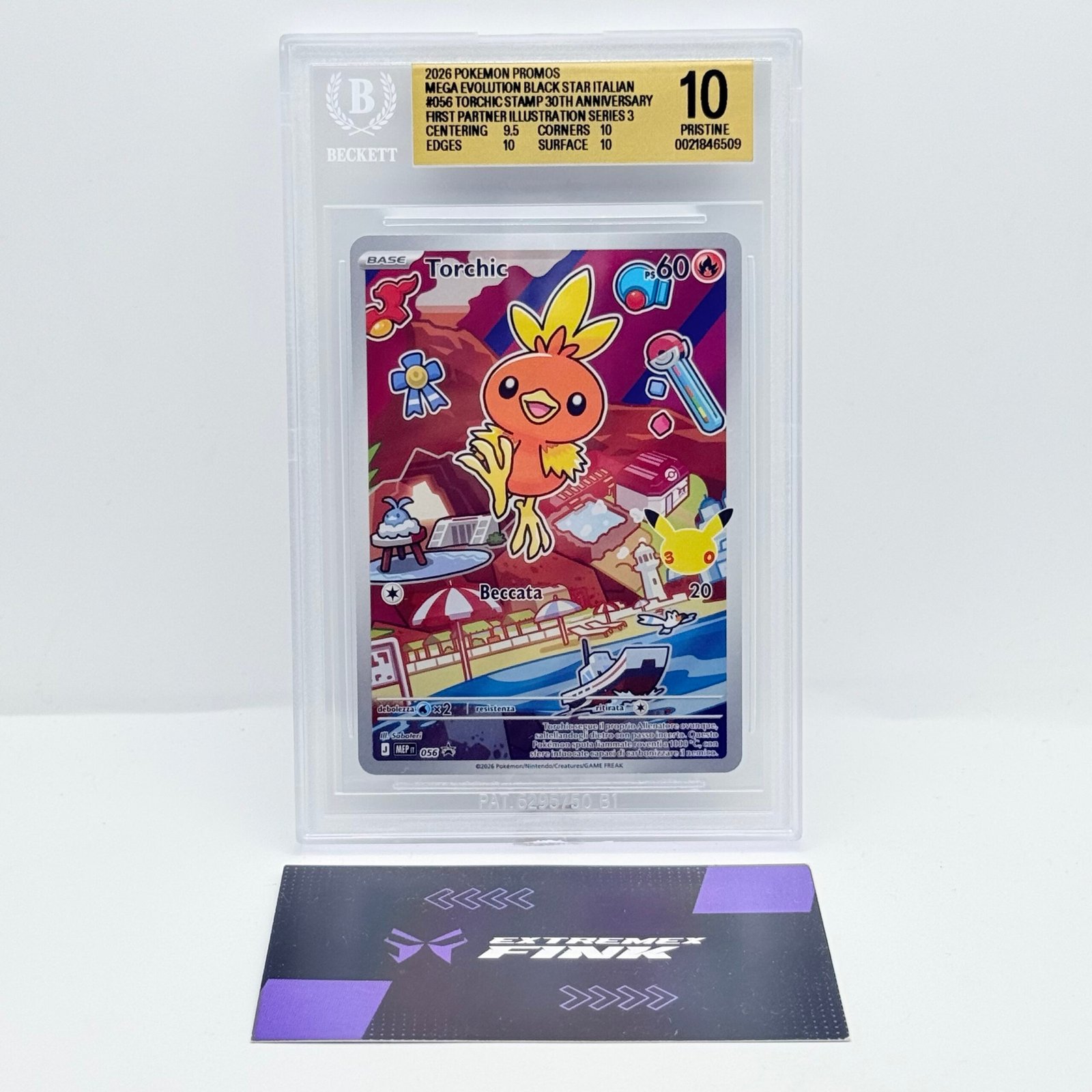 CARTA POKEMON TORCHIC MEP 056 PRIMI COMPAGNI D‘AVVENTURA SERIE 3 - BGS 10 !!